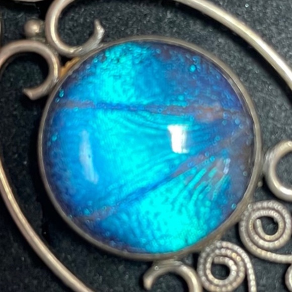 Sterling Silver Blue stone pendant + chain | 16" - Picture 7 of 9